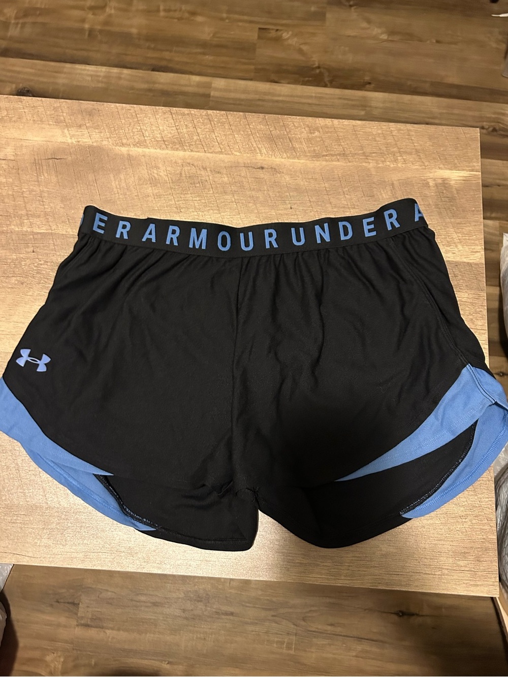 Under Armour Black Shorts with Blue Trim — Women’s Athletic Size Large